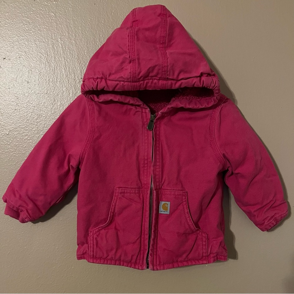 Carhartt Toddler Heavy-Weight Sherpa Lined Hooded Jacket - Pink - 18 Months